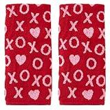 SKL Home Valentines Day Xs and Os Hand Towel Set, 2 Count