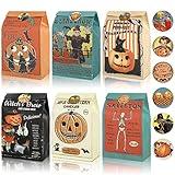 AnyDesign Vintage Halloween Treat Bags Bulk 48Pcs Paper Gift Bag with Stickers Retro Pumpkin Skeleton Witch Patterned Candy Goodie Trick or Treat Bags for Halloween Party Favor Birthday Supplies