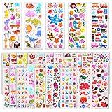 Stickers for Kids 1000+, 3D Puffy Stickers for Kids Toddlers 40 Different Sheets Variety Pack for Scrapbooking, Gifts, Rewards Including Animals, Stars, Fishes, Hearts, Dinosaurs, Cars and More