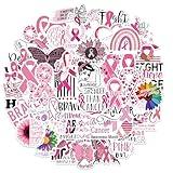 50pcs Breast Cancer Awareness Stickers for The People Care About Women Pink Ribbon Caring for Women's Health Stickers for Water Bottle, Laptop, Scrapbook, Journaling Supplies (Pink Ribbon)