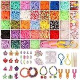 UUEMB 3000+ Rubber Band Bracelet Kit, Colorful Loom Bracelet Making Kit with Storage Box, DIY Art Craft Set with Charms Beads for Beginners Birthday Christmas Parties Gift