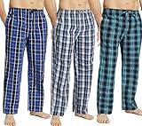 JupiterSecret Mens Pajama Pants Set Cotton Lightweight Plaid Sleep & Lounge Pants, PJ Bottoms with Pockets and Button Fly