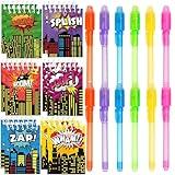 24 PCS Hero Party Favors Kit: Birthday Supplies Includes 12 PCS Pens 12Pcs Mini Spiral Notepad Pocket Notebooks Return Gifts Prize Fillers Carnival Goodie Bag Stuffers