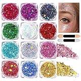 Teenitor Body Glitter Face Glitter Makeup Festival Glitter, 12 Colors Face and Body Glitter Gel, Hair Glitter Gel, Body Makeup