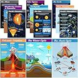 Pajean 12 Pcs Earth Science Classroom Decor 17x11 inch Earth Paper Poster Geography Learning Chart Environmental Science Wall Decor for Student Teacher Elementary Middle School Teaching Material Decor