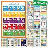 Classroom Posters - 20pcs Set 16” x 11” Educational Posters - Classroom Decor - Elementary Preschool Kindergarten Classroom Must Haves Supplies Essentials Decorations - Preschool Learning Activities