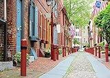 BELECO 7x5ft Fabric Old Philadelphia City Street Backdrop Elfreth's Alley Historic District, Landmark Residential Architecture Background for Party Decorations Photo Studio Props