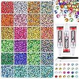 12600Pcs Resin Rhinestones with Tweezers for Crafting, Mixed-Color 4mm Bedazzling Crystal with 3Pcs 10ml B7000 Jewelry Glue for DIY Crafts Clothing Tumblers Shoes Fabric Nail Art