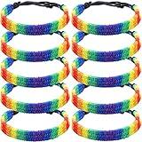 mintolex Rainbow LGBT Pride Bracelet for Lesbian Gay Bisexual Adjustable LGBTQ Bracelets Handmade Braided Wristband Pride Month Friendship Bracelet Gifts for Men Women Bulk Pack of 10 Pcs