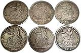 6 PCS Antique U.S. Silver Color Coins, Rare Collectible Old American Coins, Ancient Coin Collection, Morgan Dollar Lucky Coin for Collectors & Investors (Right Seated Liberty (1873-1878))
