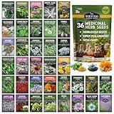 Ultimate Medicinal Herbs 36 Variety Pack - 28,000+ Herb Seeds for Planting Essential Healing Plants - Mixed Assortment with Culinary, Medicinal, Tea Herbs - Non-GMO Heirloom - Survival Garden Seeds