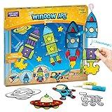 Imagimake Window Art for Kids - Rocket | Suncatcher Kits for Kids, Arts and Crafts for Ages 6-8 | Birthday Gifts for 5 6 7 8 9 10 11 12 Years Old Boys & Girls