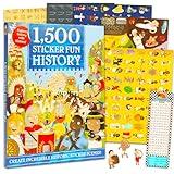 History Stickers Bulk Set for Kids - Bundle with Fun History Book with Over 1500 Stickers Featuring Medieval and Modern Historical Figures Plus Bookmark | History Sticker Book for Kids