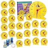 Lenwen 30 Pcs Classroom Clock Kit 24 Hours Learn to Tell Time Teaching Clock Toy for Kids Teaching Time Resources for Kids Learning Teacher Classroom Supplies