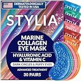 Stylia Under Eye Patches for Puffy Eyes and Dark Circles (30 Pairs) - Marine Collagen Under Eye Mask with Vitamin C, Hyaluronic Acid, Pearl Extract - Eye Masks for Dark Circles and Puffiness