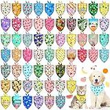 60Pcs Summer Dog Bandanas Bulk Hawaiian Dog Scarves Hawaii Fruit Triangle Puppy Bandanas Washable Adjustable Pet Bandana for Small Medium Large Dog Puppy Pet Grooming Accessories