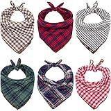 Dog Bandanas - 6PCS Birthday Christmas Gift Washable Black Blue Red Dog Bandana Square Plaid Printing Dog Bib Double Reversible Kerchief Scarf Adjustable Accessories for Small to Large Dog Puppy Cat