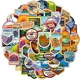 63pcs National Parks Stickers, Waterproof National Park Stickers for Water Bottle Car Laptop, Outdoor Nature Decals for Laptop Car Journal Luggage(P)