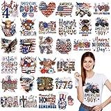 Estune 30 Pcs Patriotic Iron on Transfers 4th of July Iron on Decals Patches Independent Day Western Heat Transfers Vinyl Decals for Clothes Bag Covers DIY Decorations