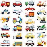 Harloon 500 Pcs Transportation Sticker Car Bus Truck Airplane Ship Thick Gel Cling Truck Transportation Vehicle Sticker for Toddler Kid Teaching School Home Party Supplies
