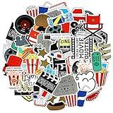 Chinco 100 Pcs Movie Stickers Movie Night Vinyl Waterproof Sticker Funny Film Decals for Party Favors Decorations Gifts Water Bottles Laptop Scrapbooking Travel Cups