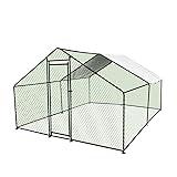 Chicken Coop Large Metal Chicken House Chicken Coops, 9.8'L x 9.8'W x 6.6'H, with Waterproof Cover for Rabbits Duck Walk-in Chicken Runs