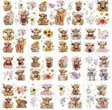 Highland Cow Rub on Transfers for Crafts - Wxiben 12 Sheets Floral Butterfly Rub on Transfers for Furniture Brown Cow Sunflower Rub on Transfer Decal Stickers for Wood DIY Craft Office Home Decor