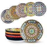 vancasso Pasta Bowls, Ceramic Salad Bowls Set of 6, 32 oz Large Corlorful Serving Bowls for Kitchen, Dishwasher & Microwave Safe Soup Bowls Set, Pasta Plates