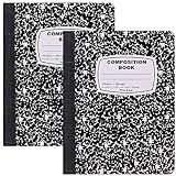 Emraw Composition Notebook Wide Ruled (2 Pack) Hard Cover Marble composition notebook, 100 Sheets, Wide Ruled Composition Notebooks, White Paper Composition books, Black and white composition notebook.