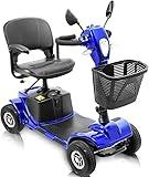 Cebihy 4 Wheel Mobility Scooters for Seniors for Adults Electric Scooter with Seat with Lights Powered Foldable Scooter Compact Duty Travel Scooter w/Basket and Extended Battery, Blue