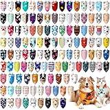 Huhumy 100 Pcs Dog Bandanas Bulk Pet Bibs Colorful Triangle Scarf Pet Bandanas for Medium Large Dogs Spring Summer Birthday Costume Decoration (Paw)
