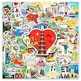 Vietnam Travel Stickers |50Pcs Vietnamese Waterproof Vinyl Decals for Bike Water Bottles Laptop Bicycle Refrigerator Cup Luggage Computer Mobile Phone Skateboard Decor