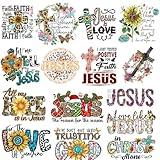 15PCS Jesus God Patches Iron on Transfer Stickers for Clothing Decorations Jesus God Love Letter Pattern Washable Iron on Appliques Heat Transfer Vinyl Decals for T-Shirt or Bags (15PCS)
