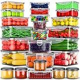 RockBerry 50 Pcs Large Food Storage Containers with Lids Airtight-Total 526OZ Stackable Kitchen Set-85 OZ to small Containers-BPA Free Leak proof containers- Freezer Microwave safe