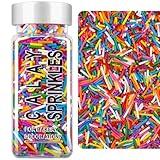 Rainbow Jimmies Sprinkles, Rainbow Sprinkles for Cake Decorating, Edible Sprinkle Mix for Baking, Ice Cream Toppings, Cupcakes, Cookies, Donuts