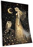 Night Goddess Nyx Art Print - Gothic Nouveau Picture, Unframed Greek Mythology Folklore Wall Decor, Dark Academia Poster, Cute Moody Artwork (13in x 19in)