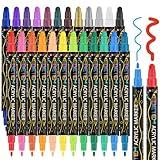 Betem 24 Colors Dual Tip Acrylic Paint Pens Markers, Premium Acrylic Paint Pens for Wood, Canvas, Stone, Rock Painting, Glass, Ceramic Surfaces, DIY Crafts Making Art Supplies