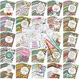 Liliful 144 Pcs Flower Coloring Book Bulk for Adult Kids DIY Art Stress Relief Drawing Book with Patterns for Adults, Party Favors, Goodie Bag Filler and Holiday Gifts (Motivate)