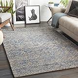 Mark&Day Wool Rugs, 6x9 Garen Global Denim Area Rug, Blue Beige Carpet for Living Room, Bedroom or Kitchen (6' x 9')