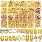 Lucomb 220 Pcs Gold Hair Jewelry for Braids, Loc Jewelry for Hair Dreadlock, Loc Charms for Women, Metal Gold Braids Rings Cuffs Clips for Dreadlock Accessories Clip Braids Extensions Decorations