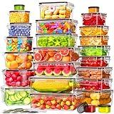 KEMETHY 50 Pcs Large Food Storage Containers with Lids Airtight, Total 628.8OZ Stackable Kitchen Organization Set, BPA-Free Plastic Meal Prep Container with Labels & Marker Pen
