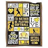 Softball Blanket 80''x60'' Softball Gift Blanket Super Soft Warm and Comfortable Throw Blanket for Fall Winter Spring All Season