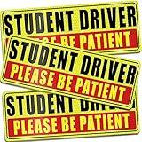 Sukh Student Driver Magnet for Car - Be Patient Student Driver Magnet New Student Driver Sticker Safety Warning Reflective Signs Reusable Movable 3 Pcs
