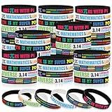 60 Pcs Pi Day Silicone Bracelets, Math Pi Day Rubber Stretch Wristbands International Day of Mathematics Science Accessories Classroom Prizes and Awards for Π day Educational Party Favors Supply Gift