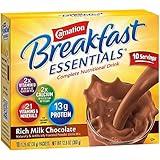 Carnation Breakfast Essentials Powder Drink Mix, Rich Milk Chocolate, 10 Count Box of Packets (Packaging May Vary)