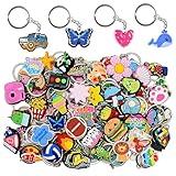 Gibleitz 100pcs Random Different Keychains,Mixed Non-Repeat Cute Key Chain for Classroom Prizes Students Incentives Holiday Gifts Party Favors