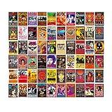 WOONKIT 60 PC Vintage Rock Band Posters, 70s 80s 90s Retro Concert Prints, Bedroom Wall Art, Album Cover Collage, 4x6 Inch (Set of 60)
