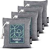 Bamboo Charcoal Air Purifying Bag 4-Pack – Naturally Freshen Air with Powerful Activated Charcoal Bags Odor Absorber – Kid and Pet-Friendly Air Fresheners for Home or Car by House Edition, 4x200g