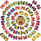 Mruq pet 50pcs Fruit Dog Hair Bows, Bulk Summer Hawaii Fruit Pattern Pet Dog Bows with Rubber Bands, Handmade Small Dog Bows for Small Dogs, Puppy Dog Grooming Bows for Dog Hair Accessories