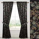 StangH Black Velvet Curtains 84 inches Long - Printed Floral Design Home Decoration Luxury Thermal Insulated Blackout Window Treatment Set for Living Room, 52x84-inch, 2 Panels